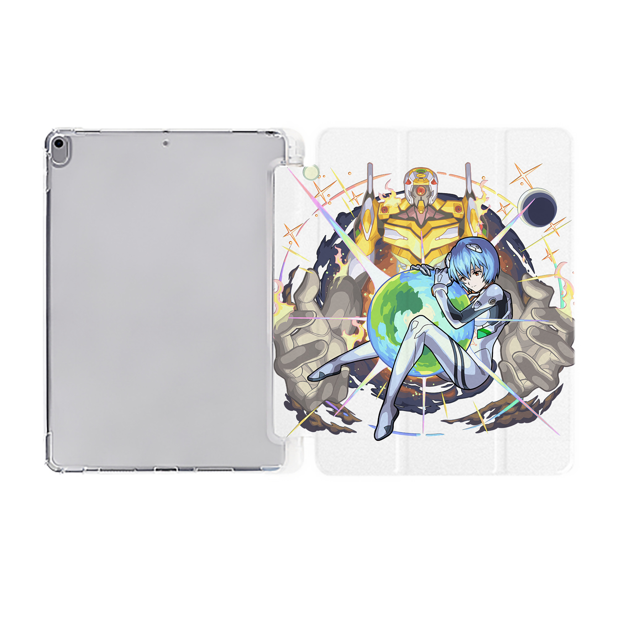 （画像用） EVA 新世紀エヴァンゲリオン IPad ケース ペン収納付き 三つ折りスタンド PUレザー×シリコン 対応機種9.5/10.5/10.9インチ